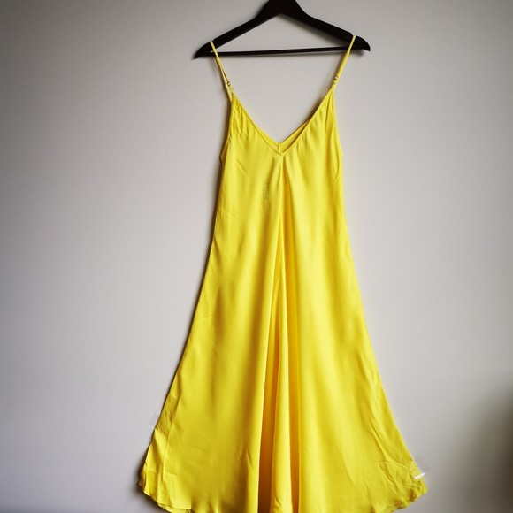 NEW L'agence Buttercup Yellow V-Neck Lorraine Trapeze Midi Slip Dress XS Summer - Picture 11 of 12